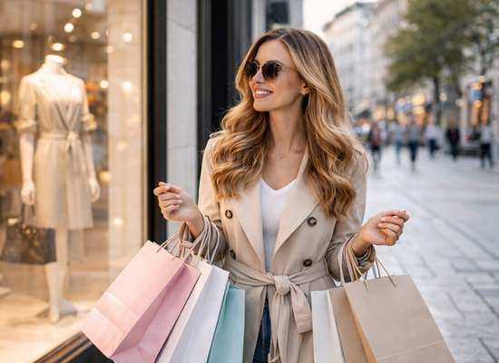 Frau beim Shoppen, Budget, Wellness, Mindset
